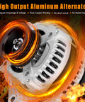 High Output Aluminum Alternator with pure copper winding and regular amperage for Beefy 130 Amp Alternator Replacement For Honda Pilot 2003-2004, Odyssey 2002-2004, Acura MDX 2001-2002 V6 3.5L Drop-In Fit, 12 Volt, Replaces 104210-3090 And 31100-PGK-A02, Low Friction Bearings For Quiet, Smooth Charging.