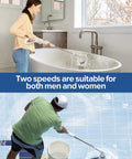 Cordless Spin Scrubber With LED Display and detachable D shape handle cleaning bathtub and floor tiles by men and women
