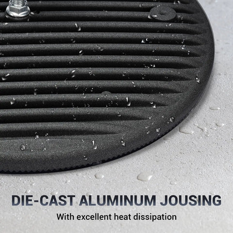 Close-up of die-cast aluminum housing with heat dissipation for Six Pack 150W UFO LED High Bay Lights With Plug, Crazy Bright, 21050 Lumens