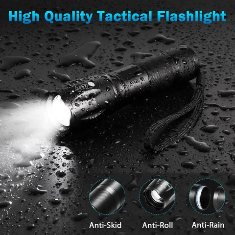 Beefy Six Pack LED Flashlights With High Lumens, 5 Mode Tactical Beam, waterproof flashlight illuminating in rain