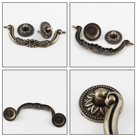 Close-up of 10 Piece Drop Drawer Handles Set With 5 Inch Hole Centers And 6.2 Inch Total Length Bronze Bail Cabinet Pulls details