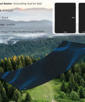 Bed Grounding Mat Kit For Better Sleep And Stress Relief, Queen Size Grounding Mattress Pad with scenic background, dimensions shown.