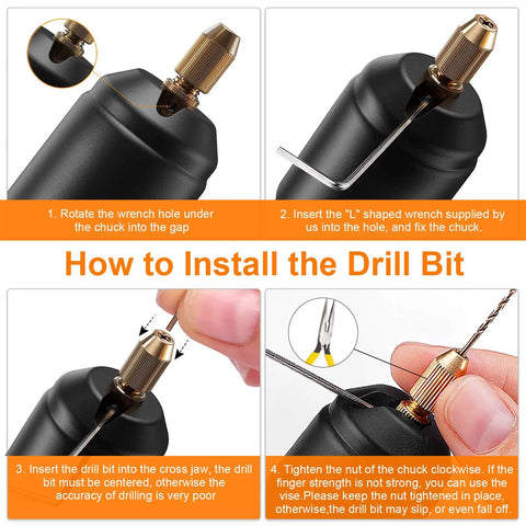 Pro Grade Electric Resin Drill Set With Pin Vise Mini Hand Drill Kit and guide on installing twist drill bits for resin craft