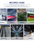 Collage showing multiple uses for All Metal Zip Tie Gun With Cutter, including machinery, vehicles, gardens, farms, cables, pipes, exhaust
