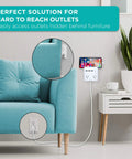 Power Reach Multi-Outlet Extender With 2 Outlets, 4 USB Ports, 1 USB-C And 3 USB-A, 6 Ft Extension Cord in living room setup