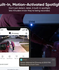 2K Indoor Outdoor WiFi Security Camera With Color Night Vision Edge AI Integrated Spotlight And Siren 2 Way Audio Works With Alexa And Google Assistant White displayed on phone screen