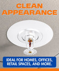 Fire Sprinkler Escutcheon Quick Patch That Nails Your Oversized Ceiling Cutouts Zero Drywall Drama With A Sturdy Steel Trim Ring To Hide Recessed Heads On Wall Or Ceiling Projects In White installed in a ceiling, showcasing its clean appearance.