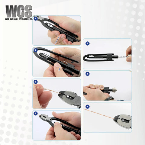 Detailed demonstration of 10.5 Inch Safety Wire Pliers With One Pull Action Wire Twister And Stainless Steel Cutter in use for secure wire twists.