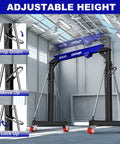 Real Deal 3 Ton Gantry Crane With 6600 Lbs Load Rating And Thick Steel Build For Demanding Shop Jobs showing adjustable height feature.