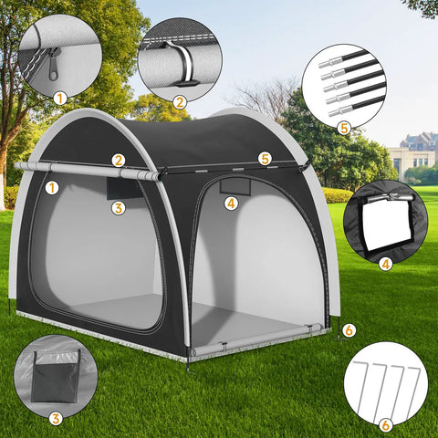 Oversized Bike Storage Tent For 3 To 4 Bikes, Portable Foldable Garage Garden Shelter, featuring 210D Oxford fabric details