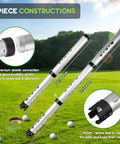 Aluminum Alloy Golf Ball Retriever 3 Piece Kit, 41.3 Inch Reach, displaying adjustable sections and grip on golf course.