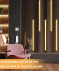 12V Warm White COB LED Strip Light Kit with 6.56Ft length mounted on wood slat panels for bright even lighting and no dark spots