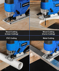 20V Brushless Cordless Jig Saw With 4.0Ah Battery, 3200 SPM Variable Speed cutting wood, PVC, and metal with precision.