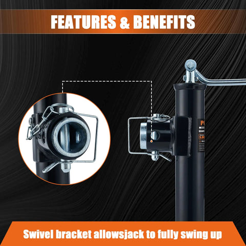 Beefy Heavy Duty 5000 Lb Weld On Pipe Swivel Trailer Jack With Footplate 10 Inch Lift Ideal For RVs Boats And Multi Purpose Camping Trailers For Easy Travel swivel bracket detail