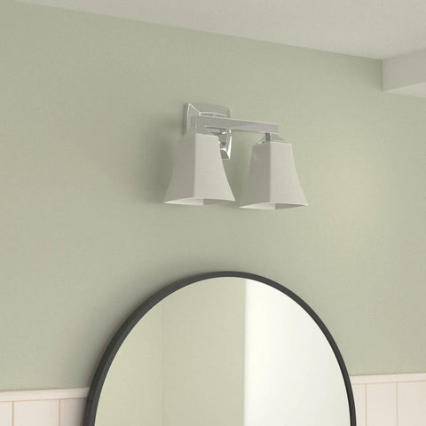 Voss Chrome 2-Light Vanity Light Fixture With Frosted Glass For Dual Mount Bath Setup Up Or Down Mounting Modern Chrome Finish