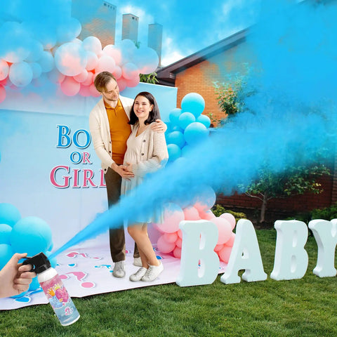 Gender Reveal Fire Extinguisher 2 Pack Biodegradable Corn Starch Spray For Baby Shower Crowd Pleaser With Safe Five Foot Reach No Mess Cleanup And Serious Big Day Vibes For Your Whole Crew
