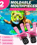 Scuba diver with fish and Two Pack Moldable Silicone Regulator Mouthpieces For Scuba Diving, Comfortable Bite Adjustable Fit, Transparent Pink