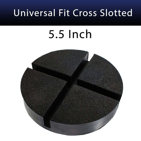 5.5 Inch Large Rubber Jack Pad Pucks Slotted For Hydraulic Floor Jacks Beveled Anti Slip Design With Cross Slots Protect Frame