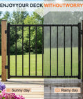 Slick Aluminum Deck Railing Door With No Fuss Self Closing Hinge And Darn Dependable Latch Quick Install Setup Weather Resistant Finish Top Shelf Quality Backyard Gates in sunny and rainy conditions.