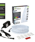 24 Foot Smart Plug In LED Strip Light With RGBW Color Changing Indoor Outdoor 1300 Lumens IP65 Weatherproof WiFi Bluetooth kit