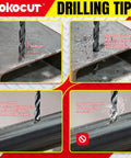 Image showing drilling tips using 1/4 Inch By 8 Inch Long Drill Bit With Black Oxide Coating And Cobalt Alloy for steel and metal work.