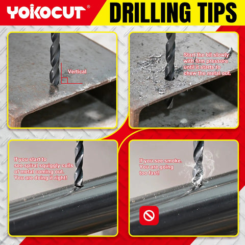 Image showing drilling tips using 1/4 Inch By 8 Inch Long Drill Bit With Black Oxide Coating And Cobalt Alloy for steel and metal work.