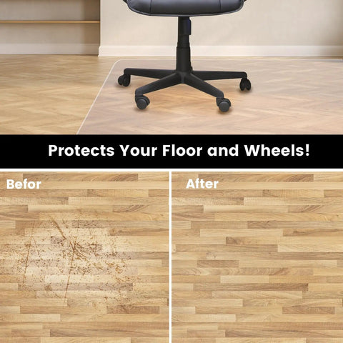 Extra Large 63 Inch By 51 Inch Clear Chair Mat For Hardwood Floors with Heavy Duty Plastic Protector under rolling chair