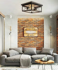 Industrial Two Light Retro Flush Mount Ceiling Light Fixture For Entryway Hallway Foyer And Cozy Living Spaces Square Rustic