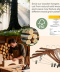 Heavy Duty Wooden Hangers With Clips 24 Pack Premium Walnut Wood Hangers With Adjustable Clips For Pants And Skirts