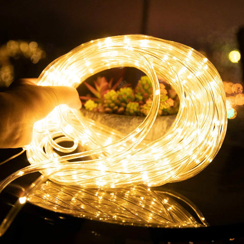Solar Rope Lights Outdoor 72 Feet 200 LED Waterproof Copper Wire Fairy Lights With Eight Lighting Modes Glow Warm White