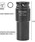 Beefy Built Tough Harmonic Balancer Puller Socket Set With Crankshaft Bolt Removal Tools, 17mm Chrome Moly Steel, 1/2 Inch Drive
