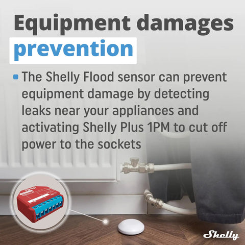 Wireless Flood Sensor With Temperature Measurement For Home Automation, Leaks And Drip Alerts, white sensor by radiator