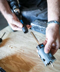 Amazon Spyder 12-inch dual hex8/hex10 locking hole saw extension Chuck in use with a drill