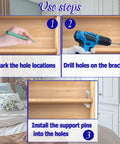 Instructions for installing Twenty Piece Plastic Self Locking Shelf Pins Five Millimeter for Three Quarter Inch Thick Shelves