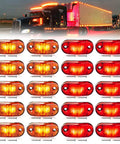 20 Pack Two Point Five Inch LED Trailer Lights Kit With Screws Front Rear Side Marker Indicators Amber And Red DC Twelve To Twenty Four Volt Waterproof Universal