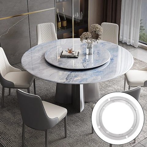 Two 8-inch aluminum lazy Susan bearings shown as round dining-table swivel plates