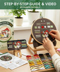 Person using Beginner Embroidery Kit With 4 Learning Stages And 38 Stitches, Step By Step Instructions And Clear Video Guides, All Inclusive Accessories Included, Perfect Gift For Craft Lovers with thread and hoop