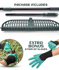 All In One Turf Rake For Artificial Grass And Carpets With A 63 Inch Telescoping Handle And 18 Inch Wide Brush Includes Gloves