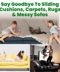 Heavy Duty Hook And Loop Strips Keep Sofa Cushions Locked Where They Go Extra Wide Non Slip Tape on cozy sofas with kids and cats.