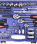 All Purpose Socket Wrench Tool Set For Home Auto Repair Kit With Ratchet Torque Wrench Mixed Sockets in blue case