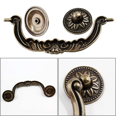 Six Pack Drop Cabinet Drawer Pulls With 3-3/4 Inch Center To Center Bail Handles In Yellow Bronze Finish detail view