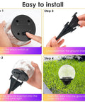 Easy installation steps for 2 Pack Solar Garden Lights With 80 LED Colorful Cracked Glass Balls on grass