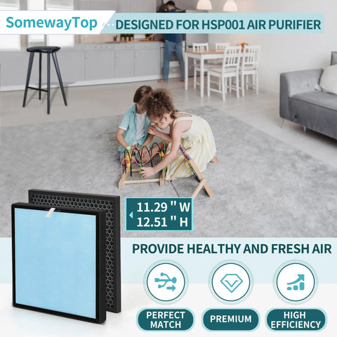 Two Pack Air Replacement Filter Set For Home Air Purifier With True HEPA H13 Filter Carbon Odor Control And Pre Filter