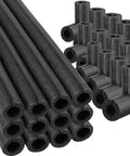 Top Shelf Foam Pipe Insulation Sleeves With Elbow Fittings For Hot And Cold Water Lines Thermal Wrap To Keep Those Pipes Cozy 16 Piece Set, black foam tubes and corners.