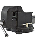 6 Inch Beefy Heavy Duty Steel Bench Vise With 360 Degree Swivel Base And Half To Two Inch Pipe Capacity Cast Steel Body Black Finish