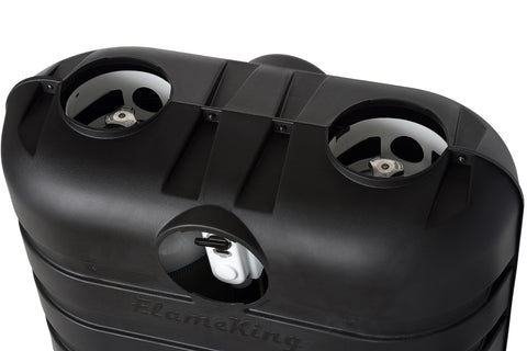 Dual 30Lb LP Propane Tank Cover For RVs And Travel Trailers Heavy Duty Black Plastic With Side Regulator Access Port And Individual Top Hatches Fits Two Tanks Easy Access For Camper And Recreational Vehicle