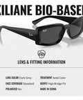 RB4395 Square Round Shape Non Polarized Sunglasses With Dark Grey Lenses for Men And Women displayed with lens information