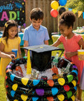 Children around Class Of 2026 Graduation Inflatable Cooler With 72 Drink Capacity Floating Pool Ice Bucket Party Tub at outdoor party