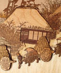 Ukiyoe Art Kit Kiharie The Running Well Teahouse At Otsu By Hiroshige, Japanese sliced wood collage detail with cart.