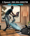 High Velocity Blower Fan Air Mover For Floor Drying And Ventilation, 355 CFM Portable Utility Fan in use with exercise bike, black